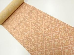 アンティーク　襷に草花模様織出し八寸帯地反物